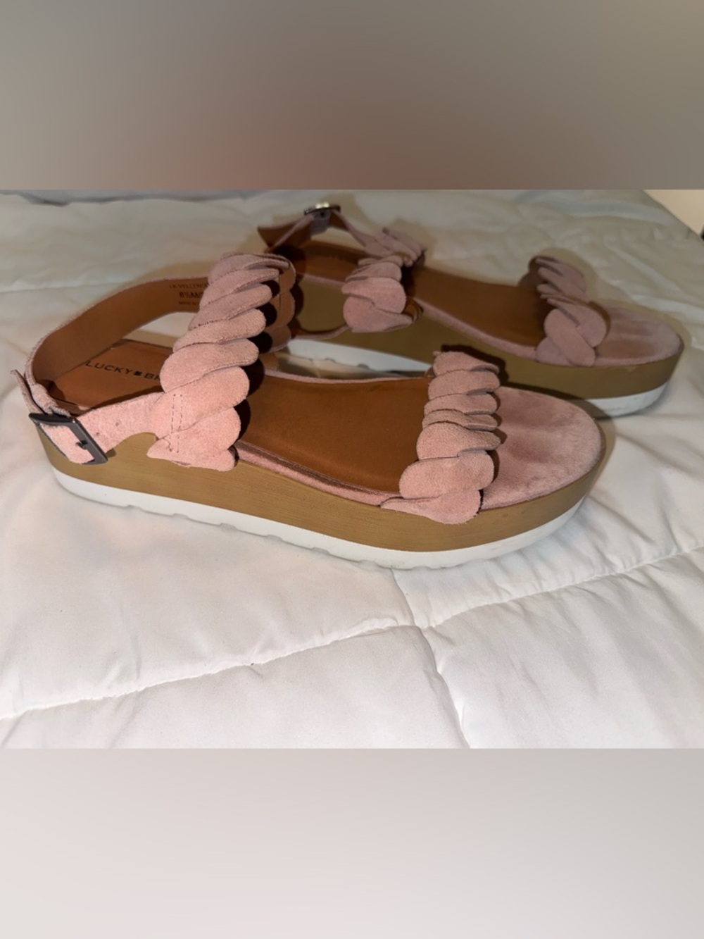 Women’s Lucky Brand Blush Pink Braided Strap Sandals 8.5
